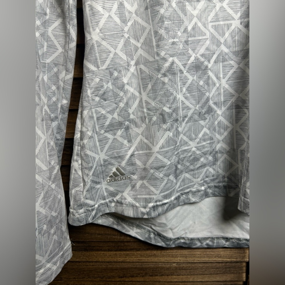 Adidas Golf Gray Long Sleeve Shirt Adidas Golf gray white geometric print - Picture 2 of 4